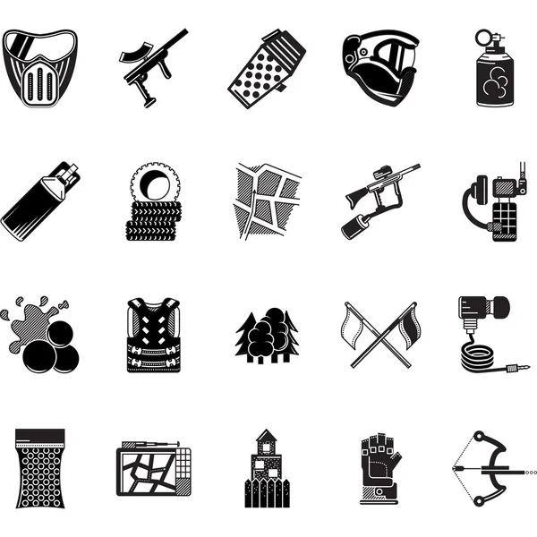 Paintball black icons vector collection — Stock Vector