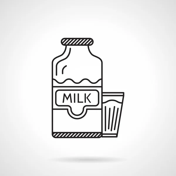 Garrafa de leite ícone vetor linha preta — Vetor de Stock