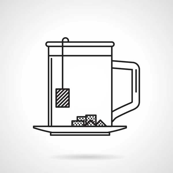 Tasse à thé ligne noire icône vectorielle — Image vectorielle