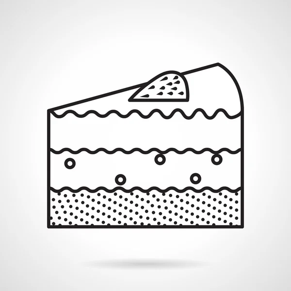 Pedazo de pastel negro línea vector icono — Vector de stock