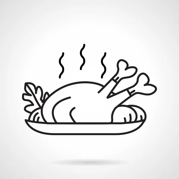 Icono de vector de línea negra para pollo al horno — Vector de stock