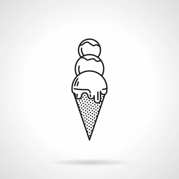Cono helado negro línea vector icono — Archivo Imágenes Vectoriales