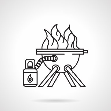 Barbekü ekipman siyah çizgi vektör simgesi