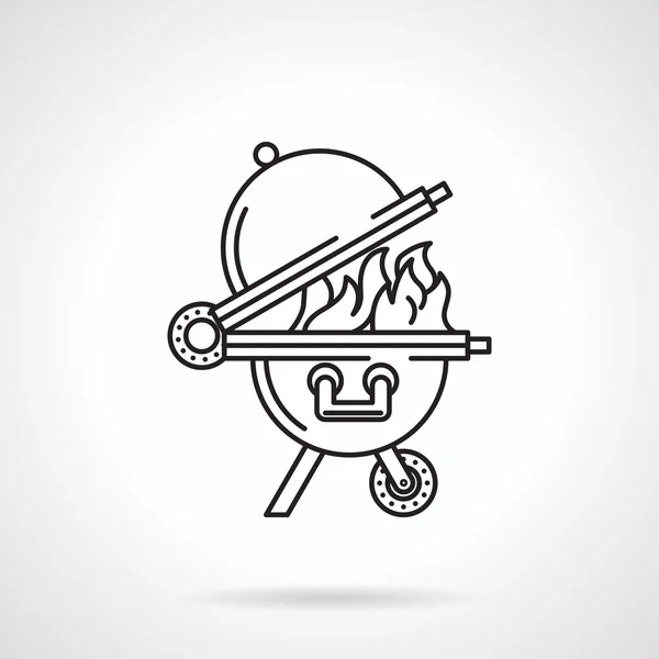 Black line vector icon for barbecue — Stock Vector