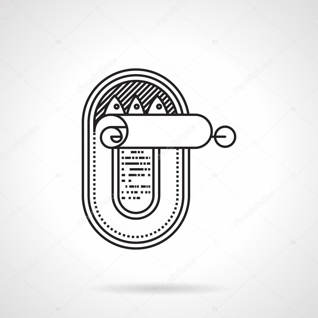 Black line vector icon for canned fish