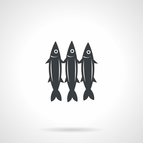 Sardine black vector icon