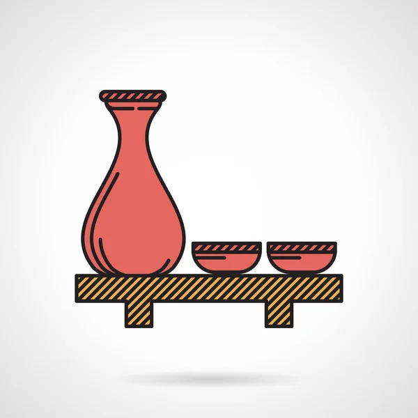Flaches Vektorsymbol für roten Sake gesetzt — Stockvektor