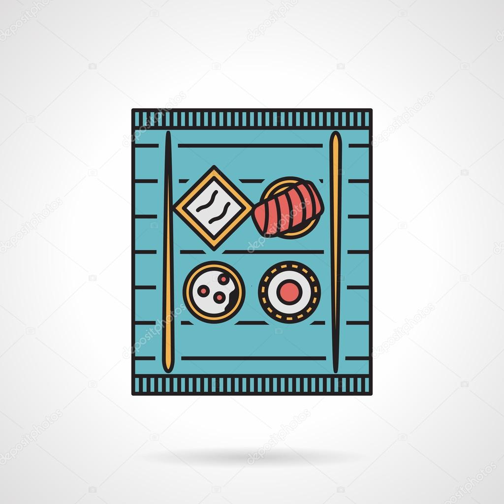 Flat color vector icon for sushi tray