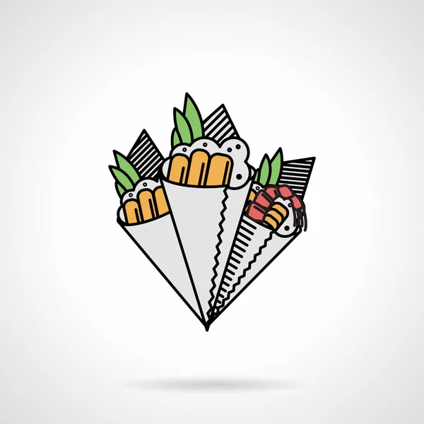 Plochá vektorové ikony pro temaki sushi — Stockový vektor