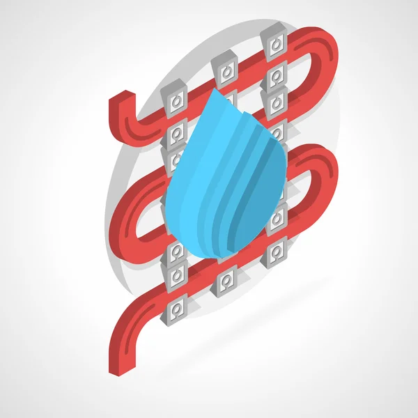 Illustrazione piatta isometrica vettoriale del riscaldamento a pavimento — Vettoriale Stock