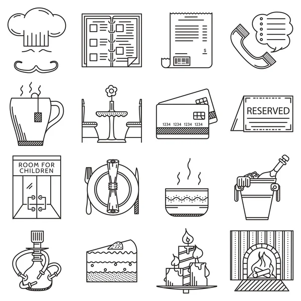 Restaurant black line icons vector collection — Stock Illustration Restaurant black line icons vector collection Vector Graphics