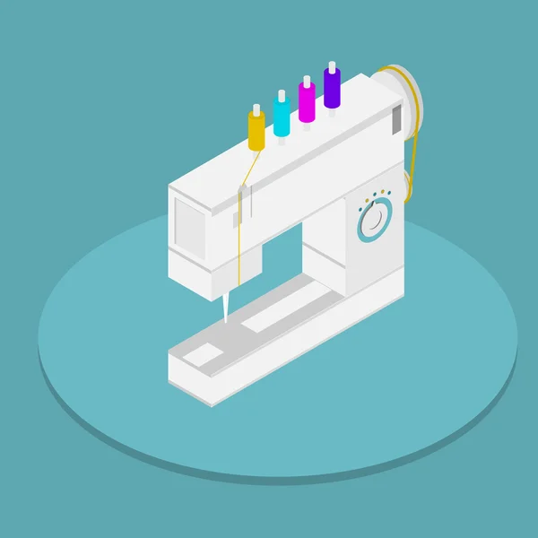 Vector isometric flat illustration of sewing machine — Stock Vector