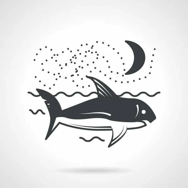 Köpekbalığı siyah vektör simge Yüzme — Stok Vektör