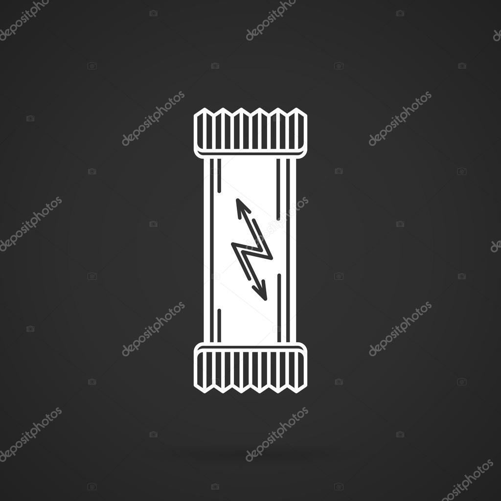 White contour vector icon for energy bar for sports snack on black background