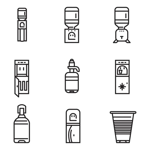 Su soğutucu düz çizgi vektör simgeler