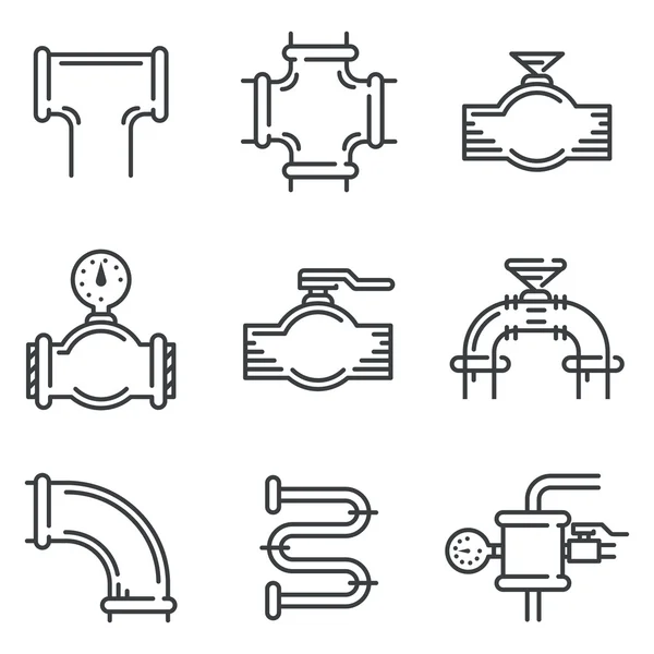 Boru hattı siyah çizgi vektör simgeler