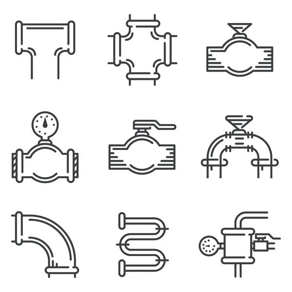 Icone vettoriali della linea nera Pipeline — Vettoriale Stock