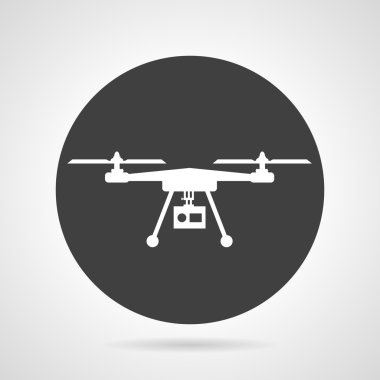 Drone siyah yuvarlak vektör simgesi