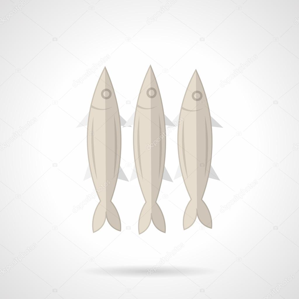 Three sardines flat vector icon