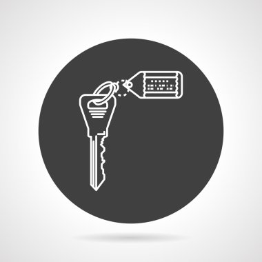 Anahtarı etiketiyle siyah yuvarlak vektör simgesi