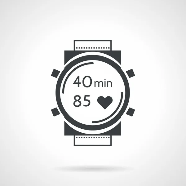 Sport horloge zwart vector pictogram — Stockvector