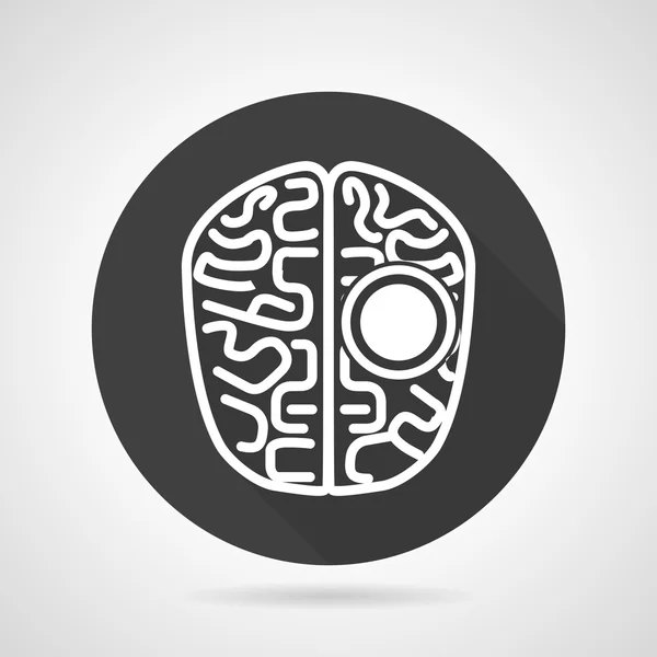 Gehirn schwarze runde Vektor-Symbol — Stockvektor