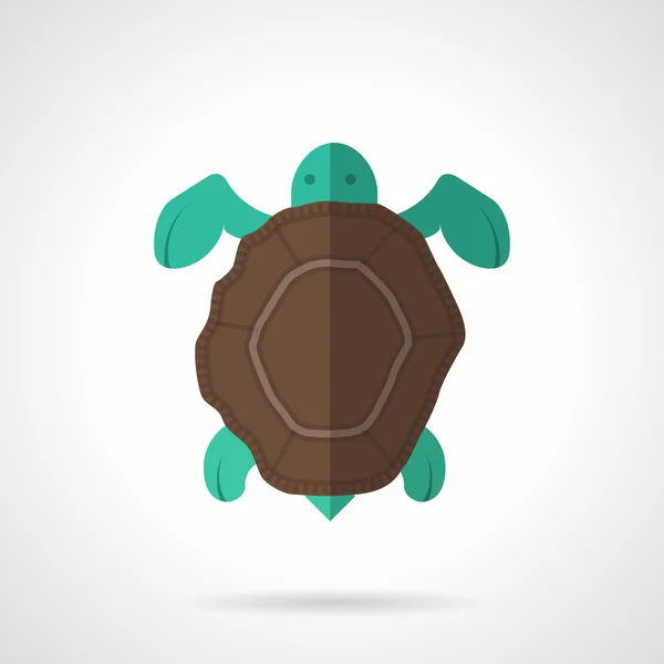 Kahverengi kaplumbağa düz vektör simgesi — Stok Vektör