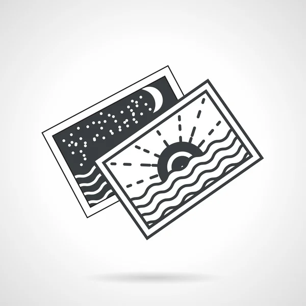 Seascape cards black line vector icon — Stock Vector