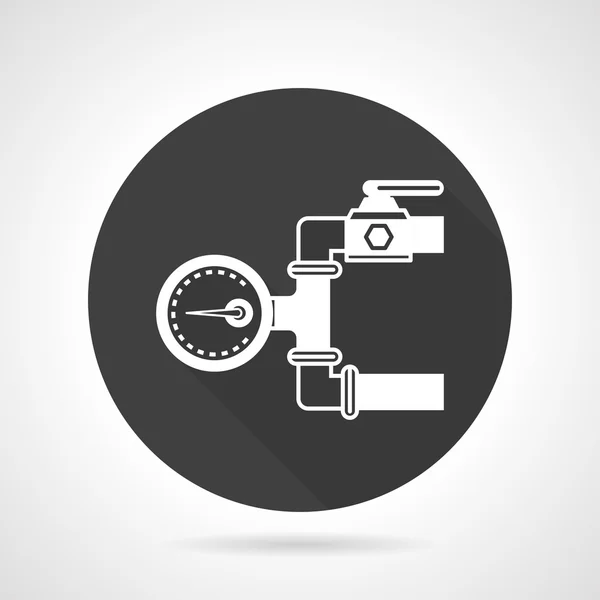 Pijpleiding gauge zwarte ronde vector pictogram — Stockvector