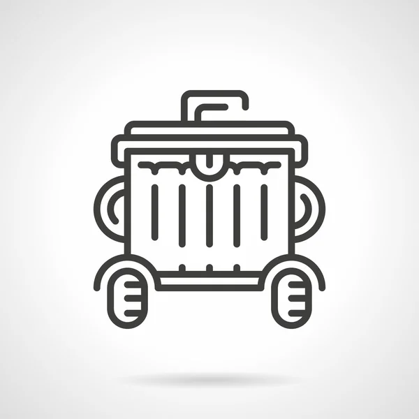 Lixo com rodas pode ícone vetorial linha preta — Vetor de Stock