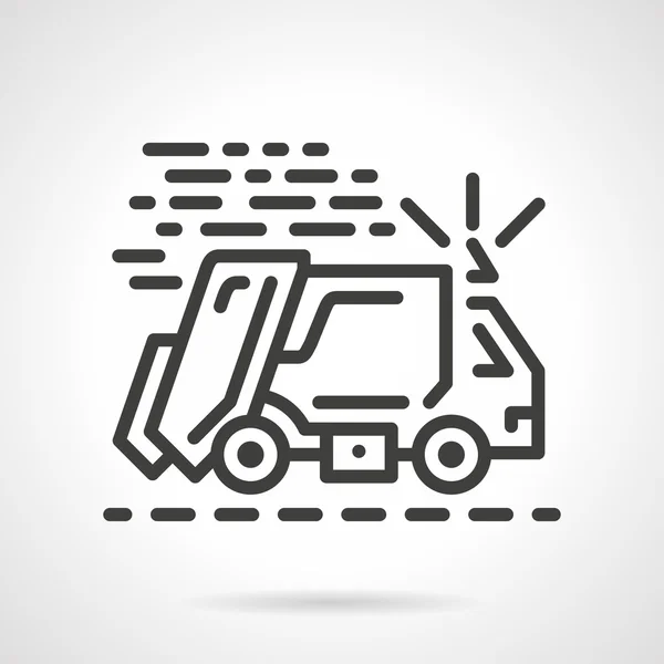 Çöp kamyonu siyah çizgi vektör simgesi — Stok Vektör