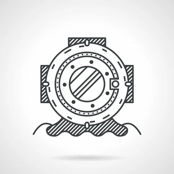 Diving helmet black line vector icon — Stock Vector