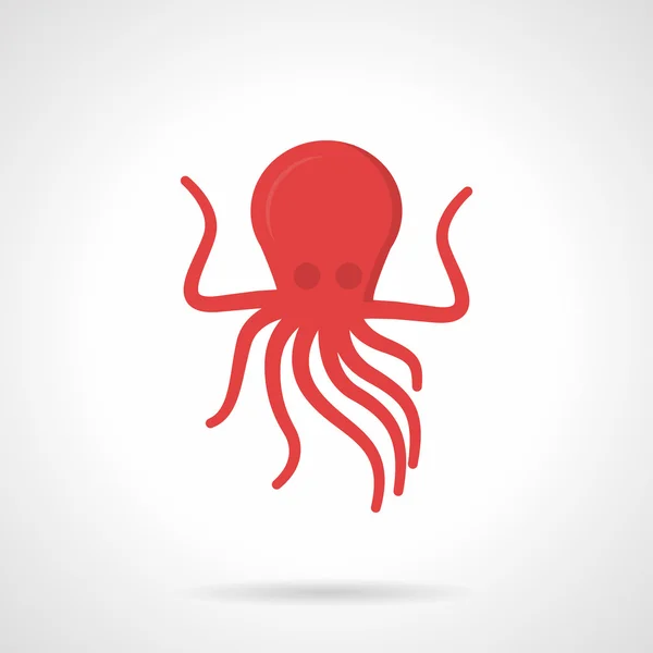 Estilo plano rojo pulpo vector icono — Archivo Imágenes Vectoriales