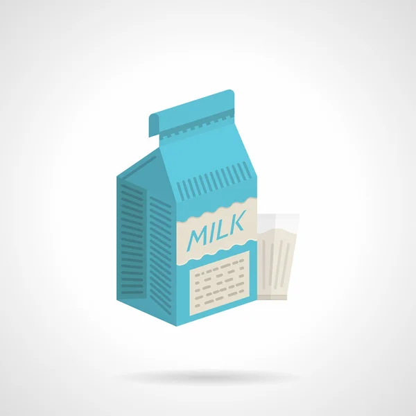 Leche azul paquete plano icono de vector de color — Archivo Imágenes Vectoriales