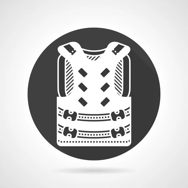 Chaleco protector negro redondo vector icono — Vector de stock