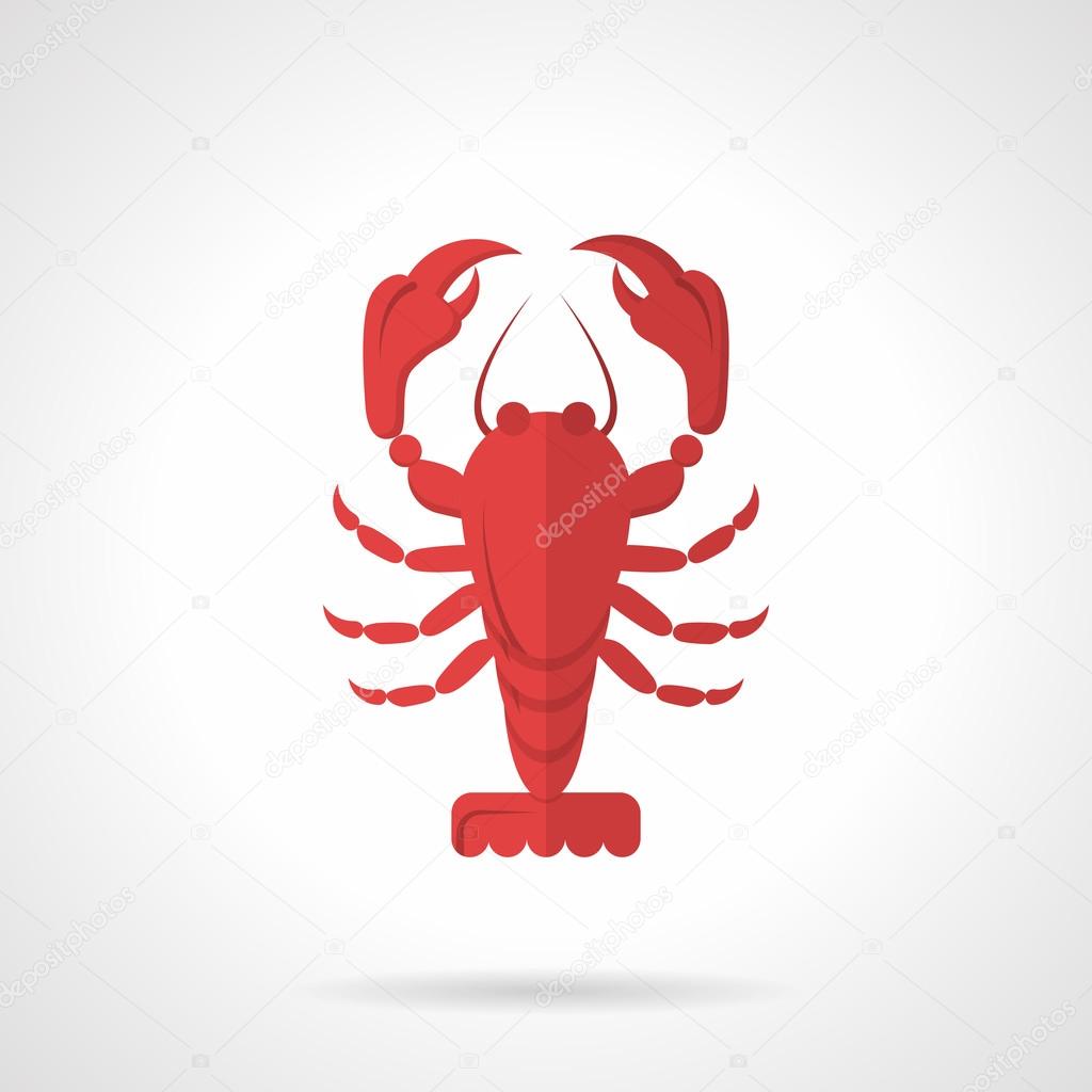 Red crawfish flat color vector icon