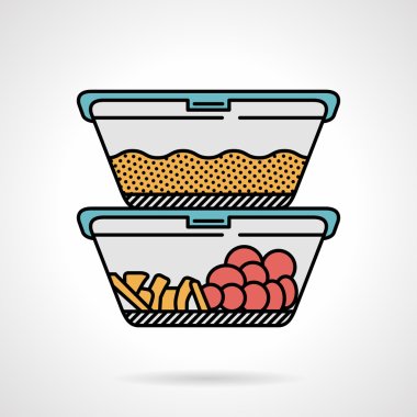 Lunch box flat color vector icon clipart