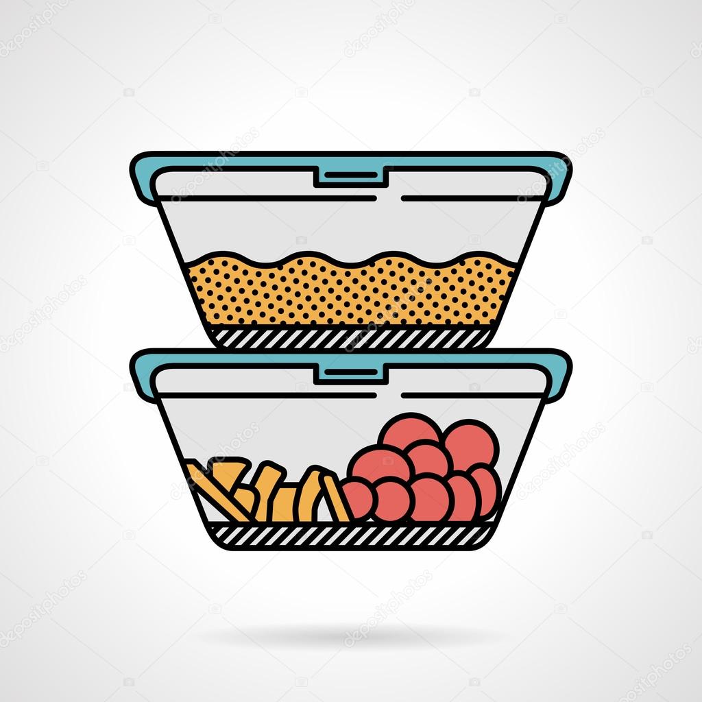 Lunch box flat color vector icon