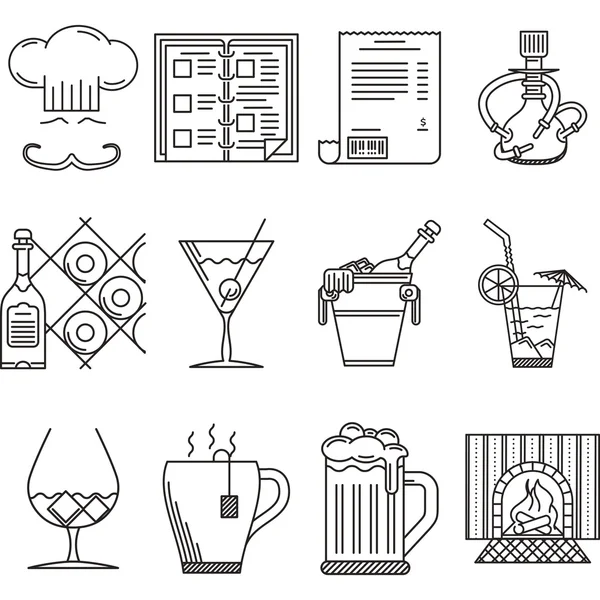 Vector linear icons for restaurant — Stock Vector