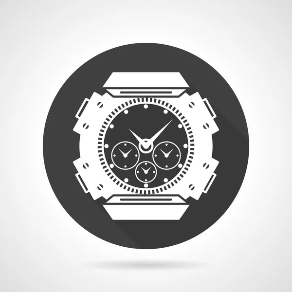 Icono redondo negro para reloj de pulsera deportivo — Vector de stock