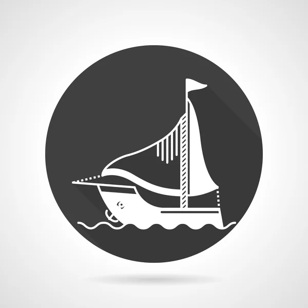 Żagiel łódź czarny okrągły ikona wektor — Wektor stockowy