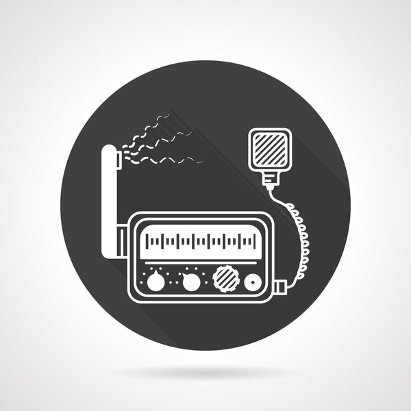 VHF radio black round vector icon