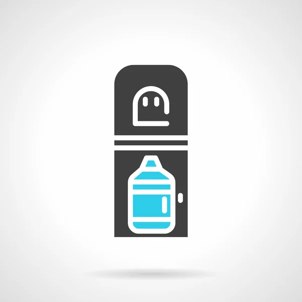 Refrigerador preto com ícone de vetor plano de garrafa — Vetor de Stock