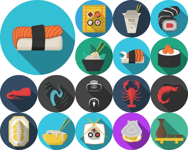 Colored vector icons for japanese restaurant menu — стоковий вектор