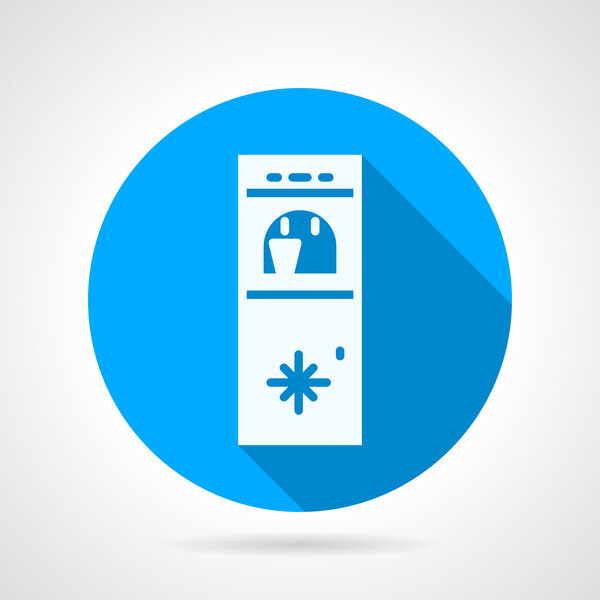 Cooler with cup blue round vector icon