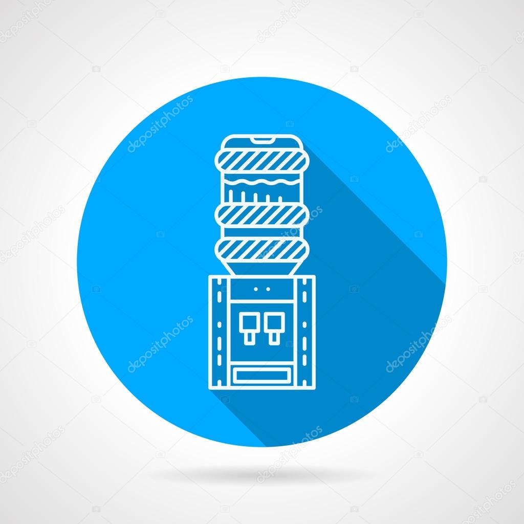 Portable water cooler blue round vector icon
