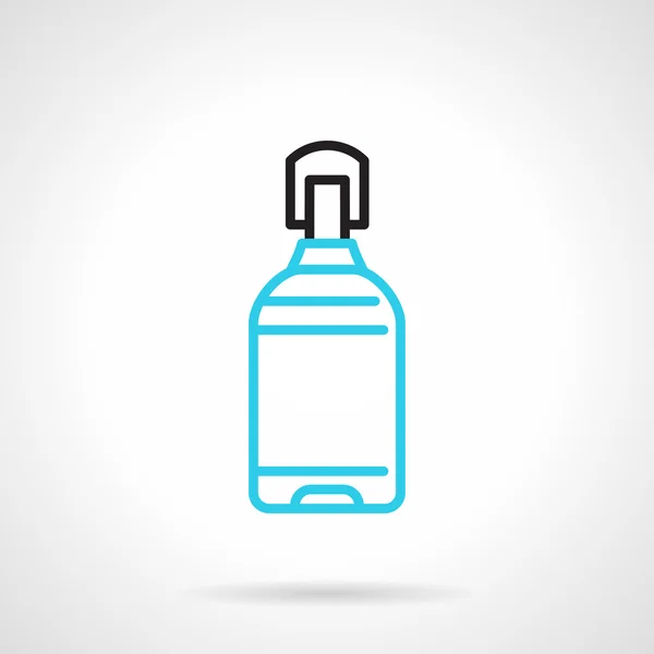 Línea azul botella de plástico icono de vector — Vector de stock
