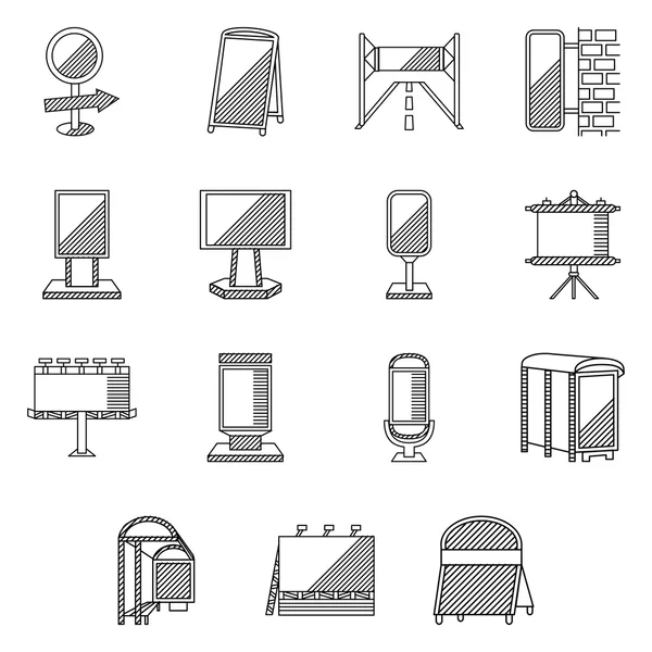 Flat line vector icons for outdoor advertising — Stock Vector