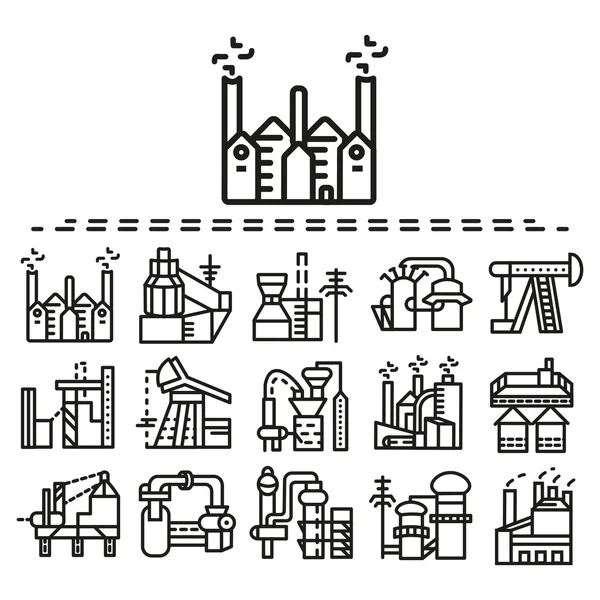 Endüstriyel düz çizgi vektör Icons set