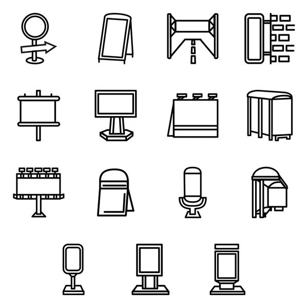 Reklam öğeleri basit çizgi vektör simgeler